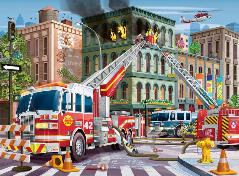 Ravensburger Fire Truck Rescue 100 Piece XXL Jigsaw Puzzle for Kids Unique and Perfectly Fitted Pieces Colorful Design with Matte Finish Educational and Fun Toy - Image 2