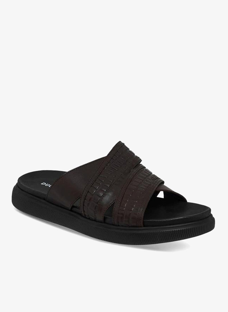 DUCHINI Men Leather Cross Strap Sandals - Image 3