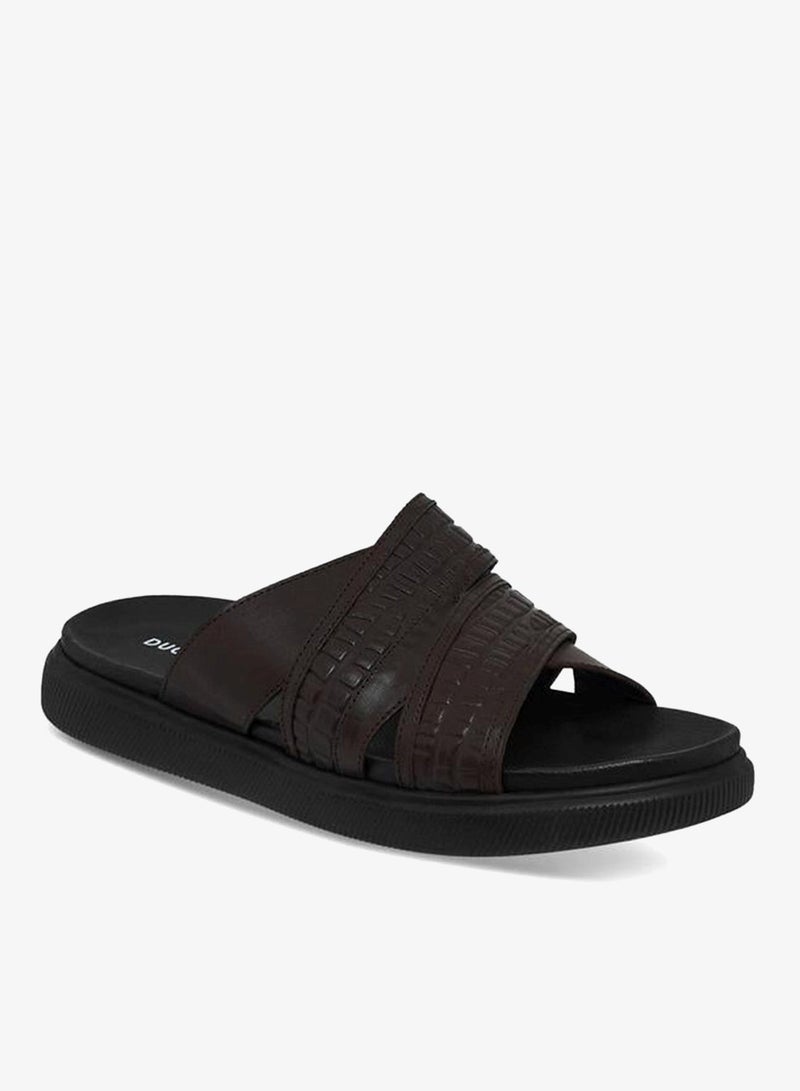 DUCHINI Men Leather Cross Strap Sandals - Image 1