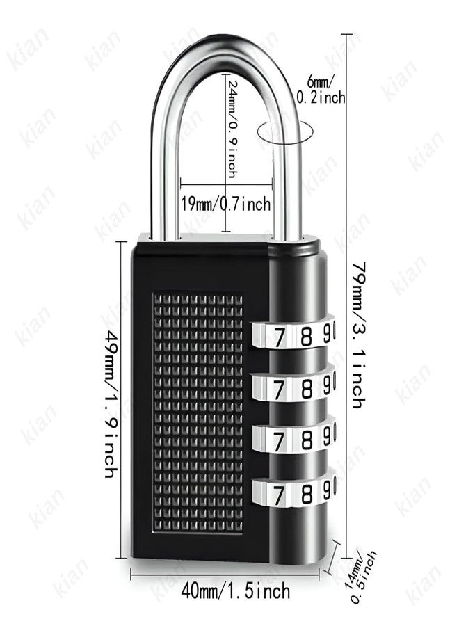 Kian 4-Digit Luggage Locks | 40mm Number Locks for Door, Suitcase, Bags, Sports Bags & Backpacks | Small Combination Padlocks for Locker & Tool Box | Water Resistant (Multi Color) (Pack of 1) - Image 3