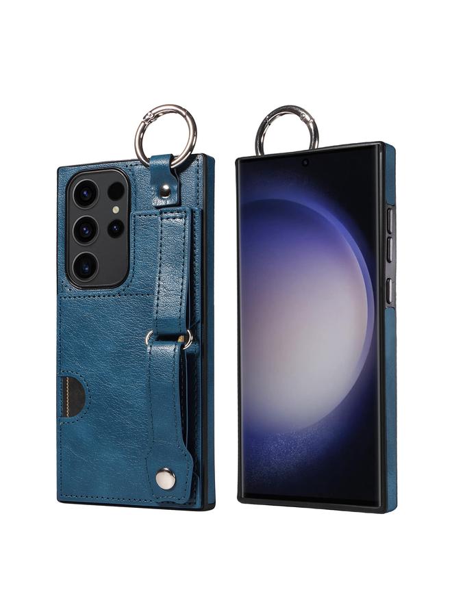 S-TOP Case For Samsung Galaxy S23 Ultra 5G Calf Texture Wrist Card Slot Ring Phone Case - Image 1