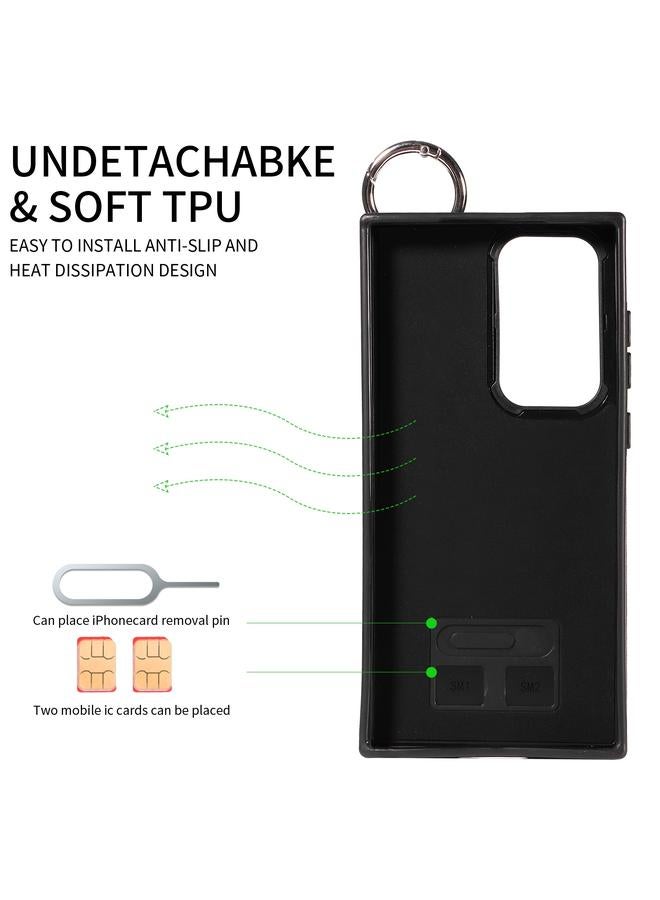 S-TOP Case For Samsung Galaxy S23 Ultra 5G Calf Texture Wrist Card Slot Ring Phone Case - Image 3