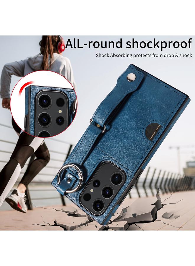 S-TOP Case For Samsung Galaxy S23 Ultra 5G Calf Texture Wrist Card Slot Ring Phone Case - Image 5