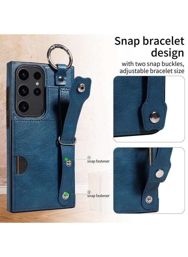S-TOP Case For Samsung Galaxy S23 Ultra 5G Calf Texture Wrist Card Slot Ring Phone Case - Image 2