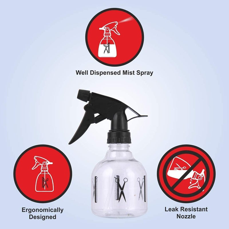 CINIDY CINIDY Multipurpose Professional Empty Spray Bottle for Home garden and Salon Use for Spraying Water on Face and Hair Dressing Black Transparant 2 pcs  - Image 5