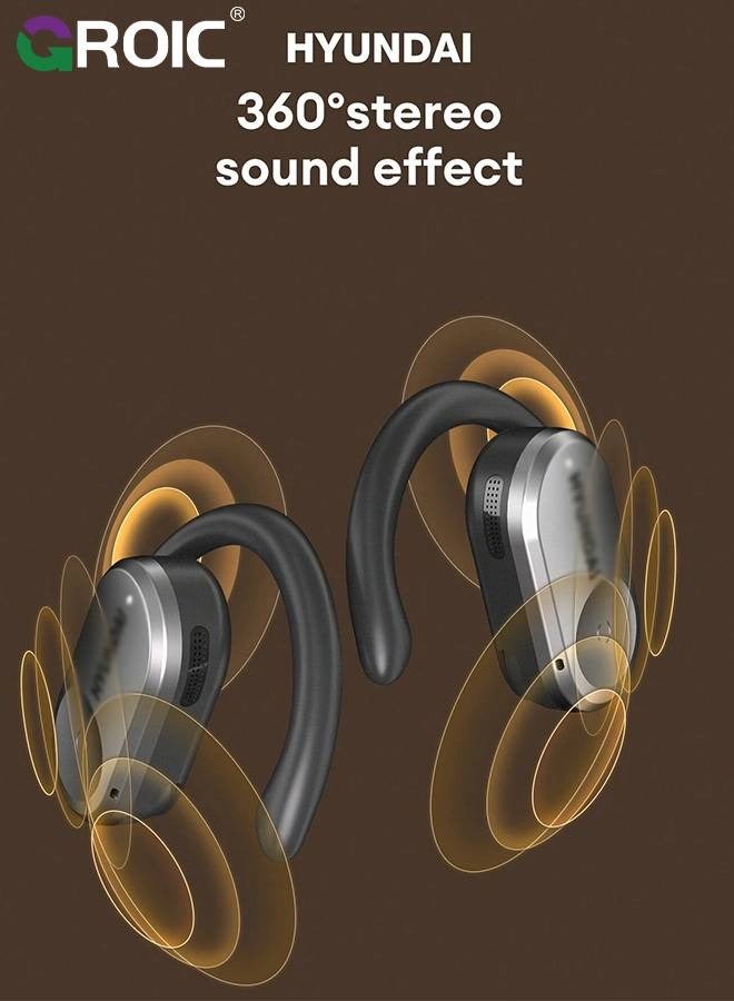 GROIC سماعات أذن مفتوحة بتقنية بلوتوث 5.3، تحكم باللمس سماعات رياضية لاسلكية حقيقية، سماعات أذن مفتوحة مع تعزيز للباس، 40 ساعة تشغيل، ضبط زاوية 120° للرياضة، القيادة، المكتب، التمرين - Image 2