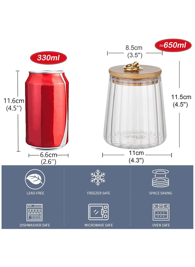 AUTOYSUR Airtight Glass Jars Set of 4,Glass Coffee Nuts Canister with Bamboo Lid,Petal Decorative Coffee Storage Container for Sugar,Loose Tea,Nuts,Candy,Spice Food,Moisture-proof & Leak proof (Taper)  - Image 2