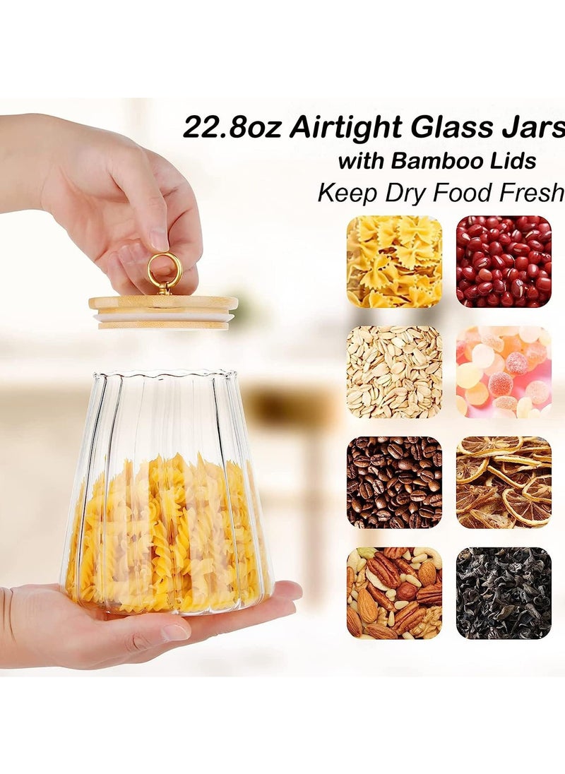 AUTOYSUR Airtight Glass Jars Set of 4,Glass Coffee Nuts Canister with Bamboo Lid,Petal Decorative Coffee Storage Container for Sugar,Loose Tea,Nuts,Candy,Spice Food,Moisture-proof & Leak proof (Taper)  - Image 3