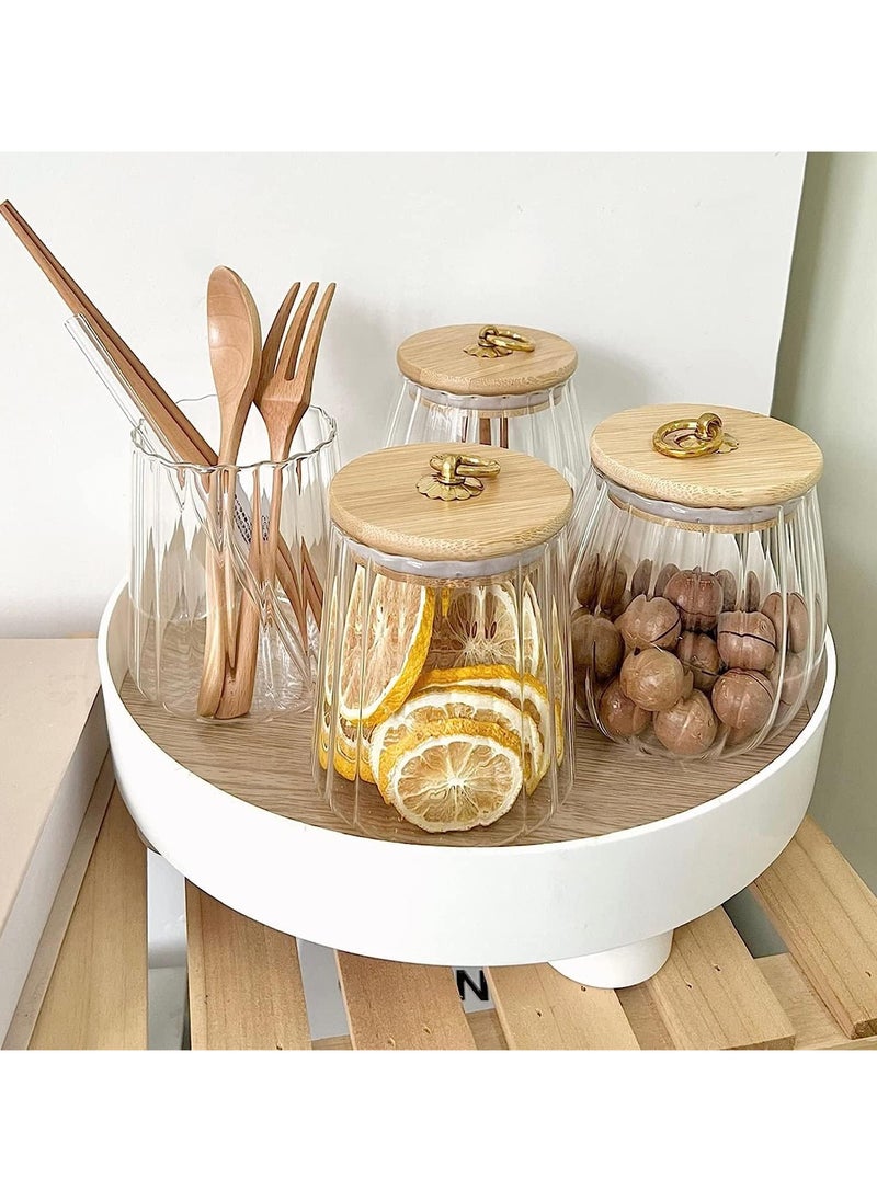 AUTOYSUR Airtight Glass Jars Set of 4,Glass Coffee Nuts Canister with Bamboo Lid,Petal Decorative Coffee Storage Container for Sugar,Loose Tea,Nuts,Candy,Spice Food,Moisture-proof & Leak proof (Taper)  - Image 5
