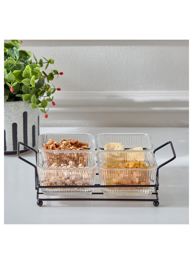 Home Box طقم وجبات خفيفه زجاجي قديم 5 قطع 20.9x27.1x7.4 سم  - Image 1