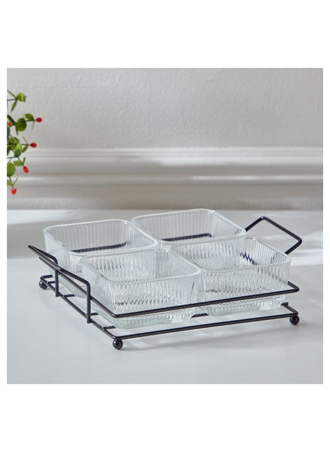 Home Box طقم وجبات خفيفه زجاجي قديم 5 قطع 20.9x27.1x7.4 سم  - Image 2