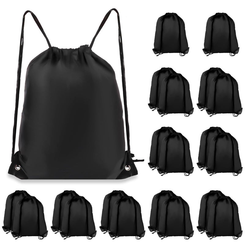COIDEA Drawstring Backpack 20Pcs Drawstring Bags, Draw String Back Bag Drawstring Bags Bulk for Sports, Gym, Travel, Swimming, Beach (Black) - Image 1