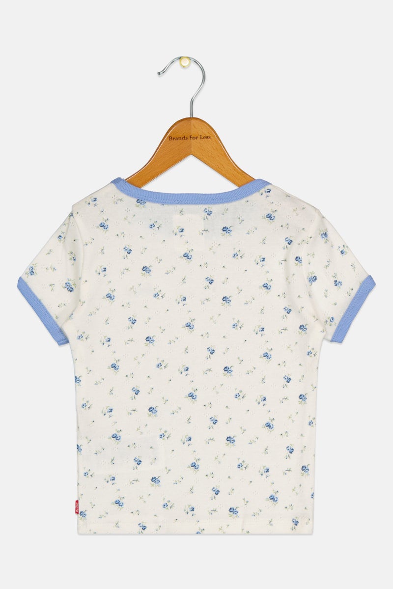 Levi's Toddlers Girl Crew Neck Short Sleeve Floral Print T-Shirt, Multicolor - Image 2