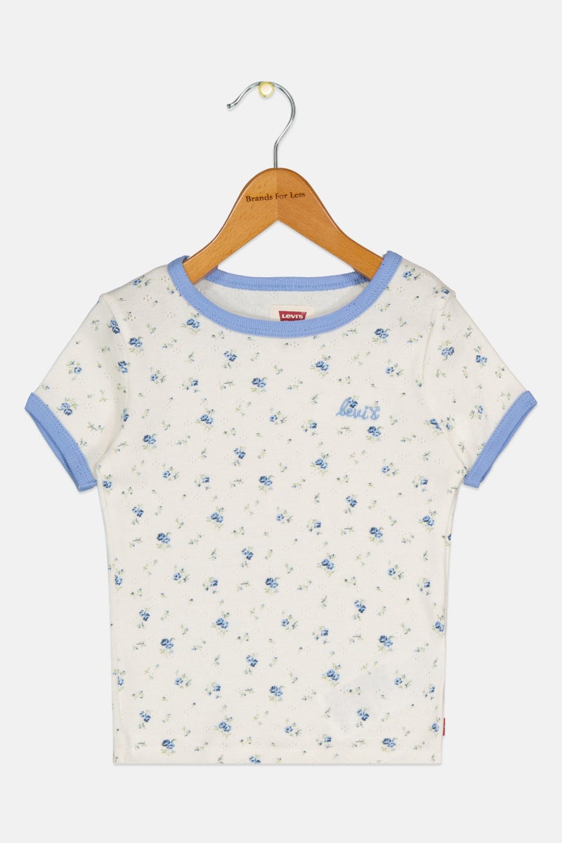 Levi's Toddlers Girl Crew Neck Short Sleeve Floral Print T-Shirt, Multicolor - Image 1