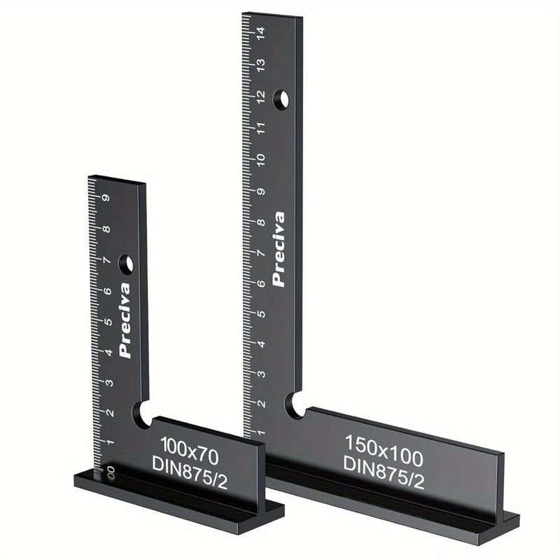 Black Locking Angle Set 90 Degree Carpenter Square Ruler 100x70mm 150x100mm - Image 1