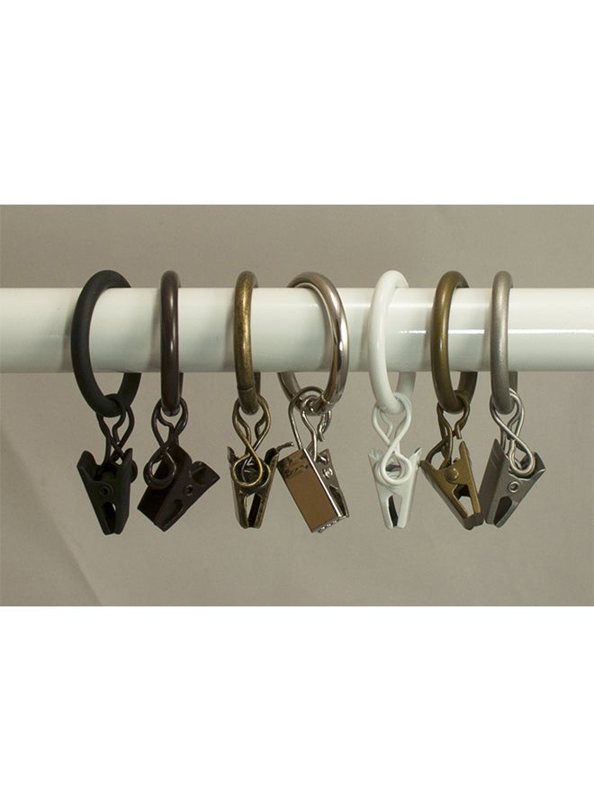 NIBEMINENT 40-Piece Metal Curtain Rings With Clips And Eyelet Grey - Image 2