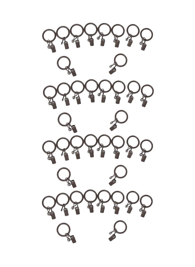 NIBEMINENT 40-Piece Metal Curtain Rings With Clips And Eyelet Grey - Image 1
