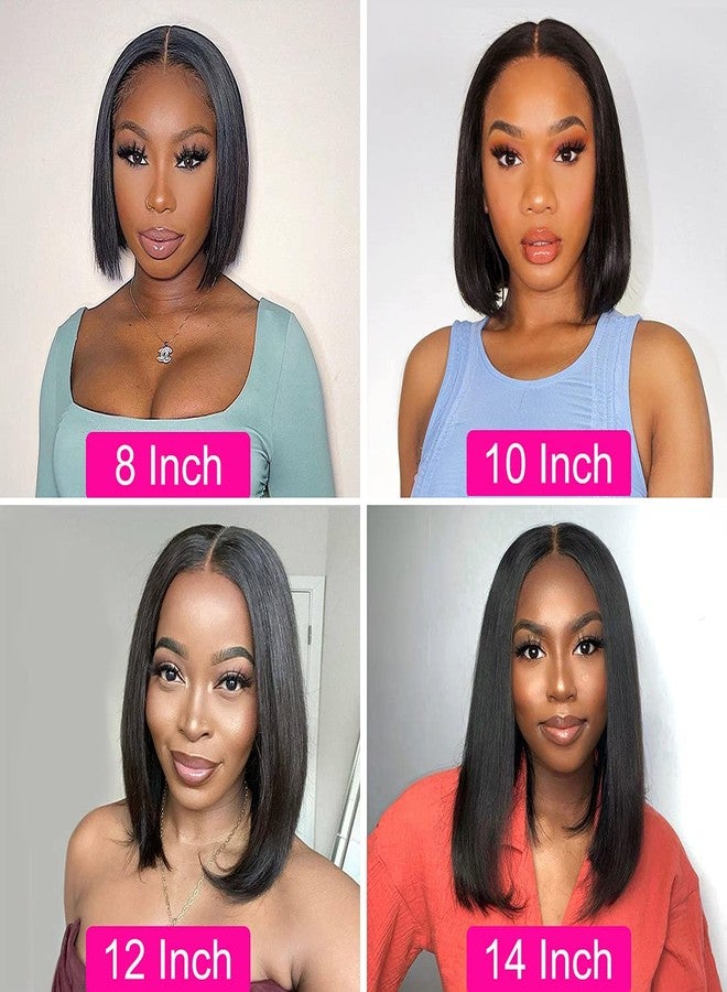 Foreverlove Lace Front Wigs Human Hair Bob Straight 180% Density Unprocessed Brazilian Virgin Human Hair Glueless 4x4 Lace Closure Wigs Human Hair (14 Inch) - Image 2
