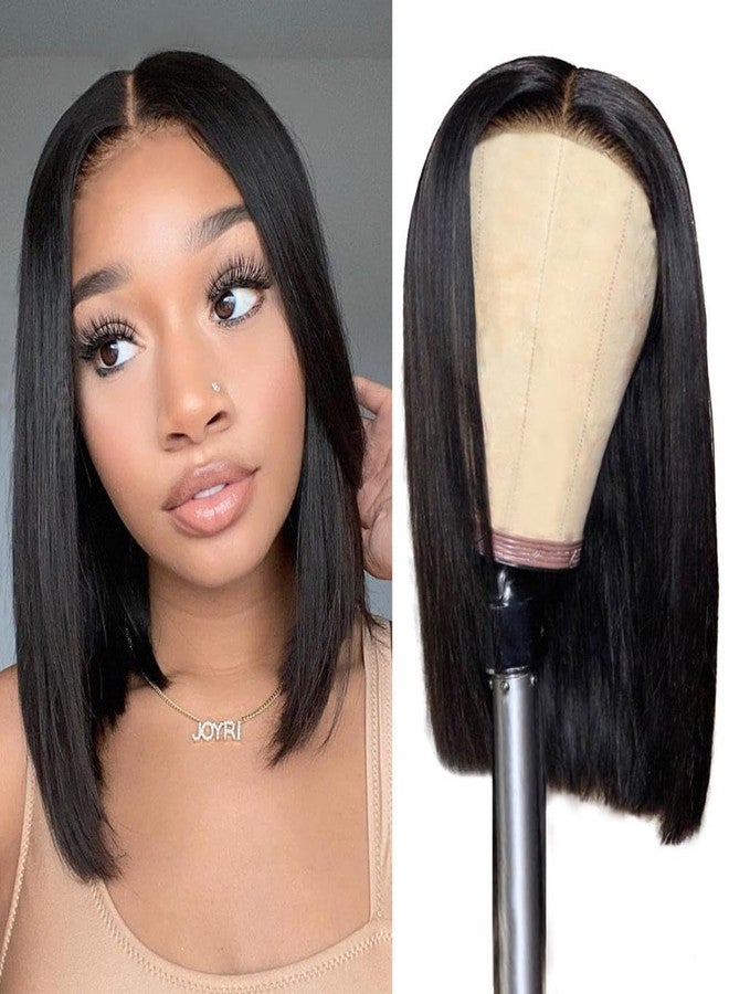 Foreverlove Lace Front Wigs Human Hair Bob Straight 180% Density Unprocessed Brazilian Virgin Human Hair Glueless 4x4 Lace Closure Wigs Human Hair (14 Inch) - Image 1