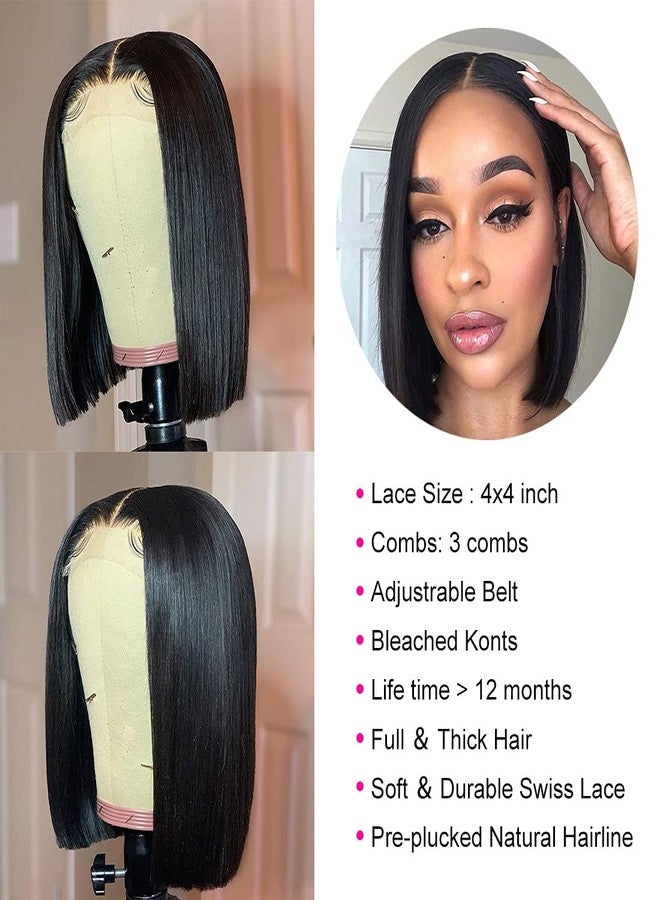Foreverlove Lace Front Wigs Human Hair Bob Straight 180% Density Unprocessed Brazilian Virgin Human Hair Glueless 4x4 Lace Closure Wigs Human Hair (14 Inch) - Image 5