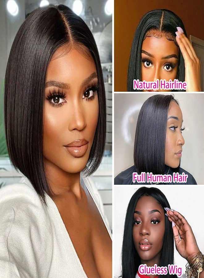 Foreverlove Lace Front Wigs Human Hair Bob Straight 180% Density Unprocessed Brazilian Virgin Human Hair Glueless 4x4 Lace Closure Wigs Human Hair (14 Inch) - Image 3