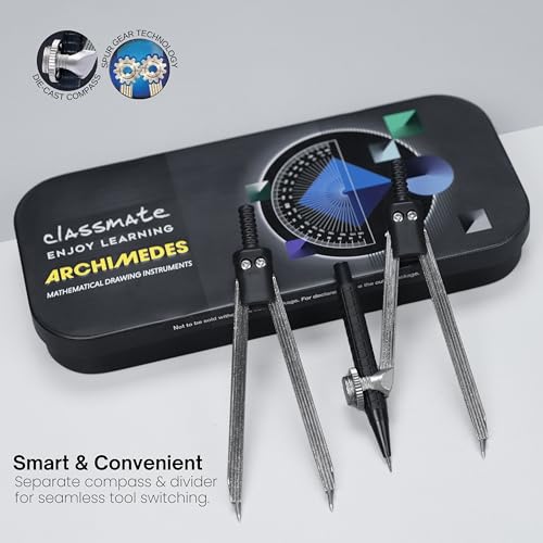 Classmate Archimedes Geometry Box | Die- Cast Compass | Mechanical Pencil | Double sided tray - Image 4