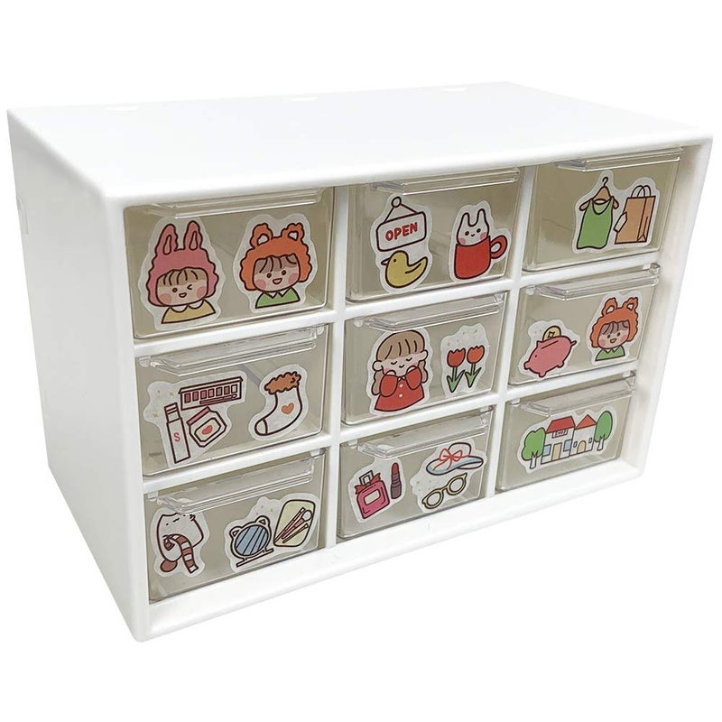 SITAKE Mini Plastic Drawer Organizer Art Craft Organizers and Storage Used in Desk Vanity in Home Or Office 9 Removable Drawers for DIY Crafts Art Supply Office Supplies and Jewelry Beige