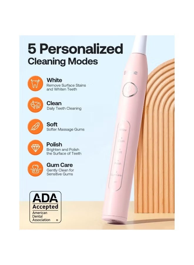 Bitvae D2 Ultrasonic Electric Toothbrush for Adults and Kids, Electric Toothbrush with Rechargeable Power, 8 Toothbrush Heads and 5 Modes - Image 5