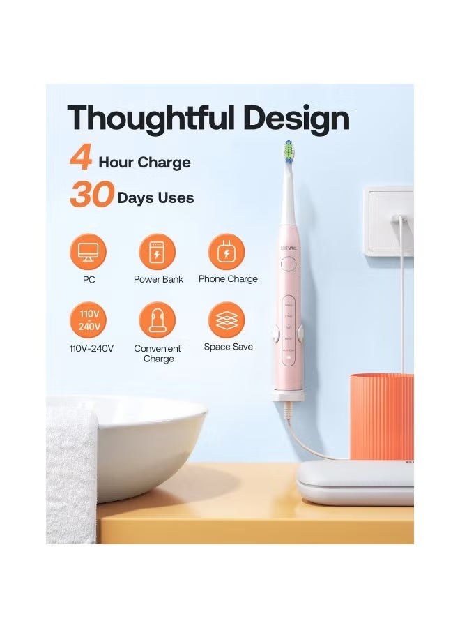 Bitvae D2 Ultrasonic Electric Toothbrush for Adults and Kids, Electric Toothbrush with Rechargeable Power, 8 Toothbrush Heads and 5 Modes - Image 4