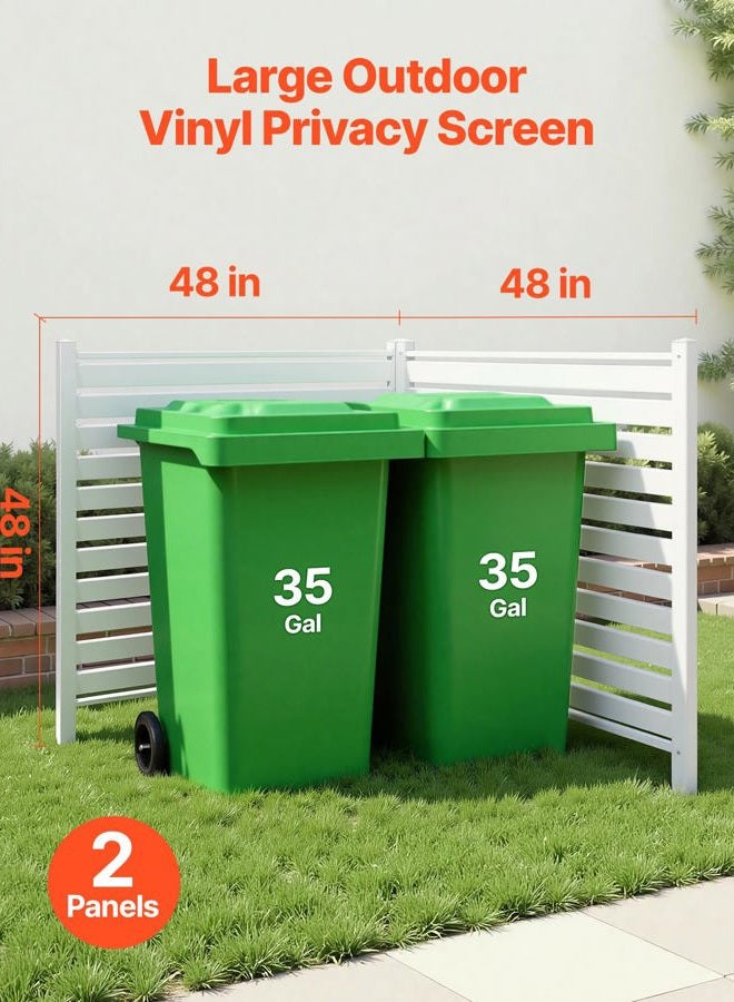 VEVOR Outdoor Privacy Screens, 50" W x 50" H Air Conditioner Fence, Pool Equipment Enclosure, Horizontal Vinyl Privacy Fence, Perfect to Enclose Trash Can and A/C Units (4-Panel) - Image 2