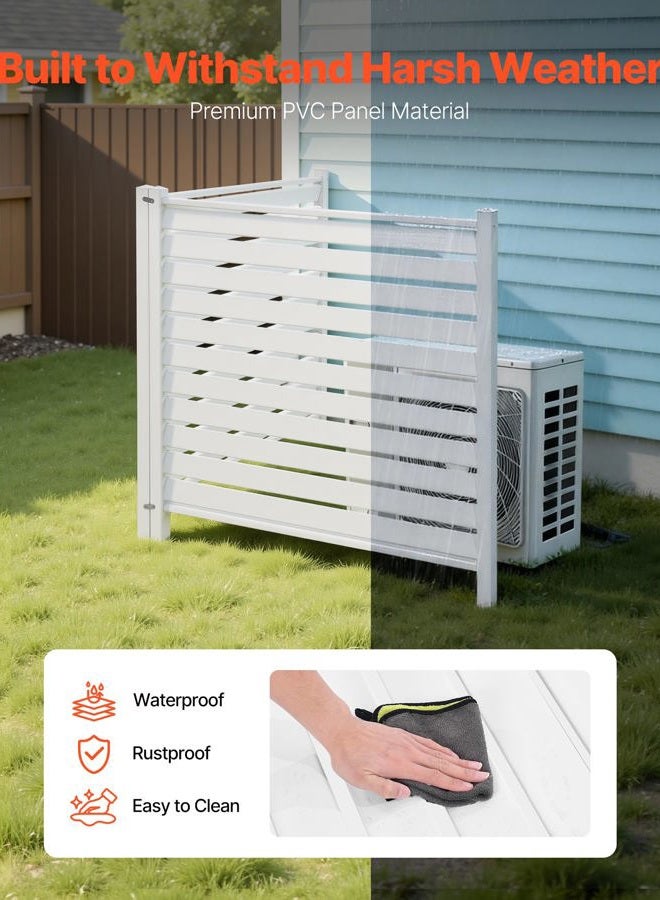 VEVOR Outdoor Privacy Screens, 50" W x 50" H Air Conditioner Fence, Pool Equipment Enclosure, Horizontal Vinyl Privacy Fence, Perfect to Enclose Trash Can and A/C Units (4-Panel) - Image 5