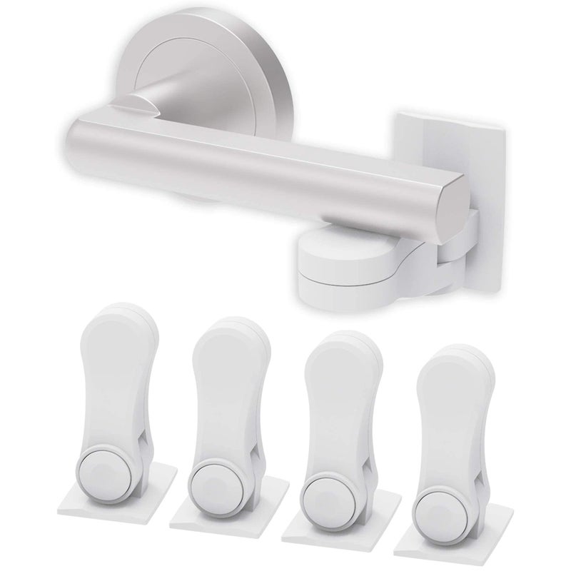 Inaya Child Proof Door Lever Lock (4-Pack) - Door Handle Lock - 3M Adhesive - Minimalist Design - No Drilling Child Safety Door Handle Locks - Image 1