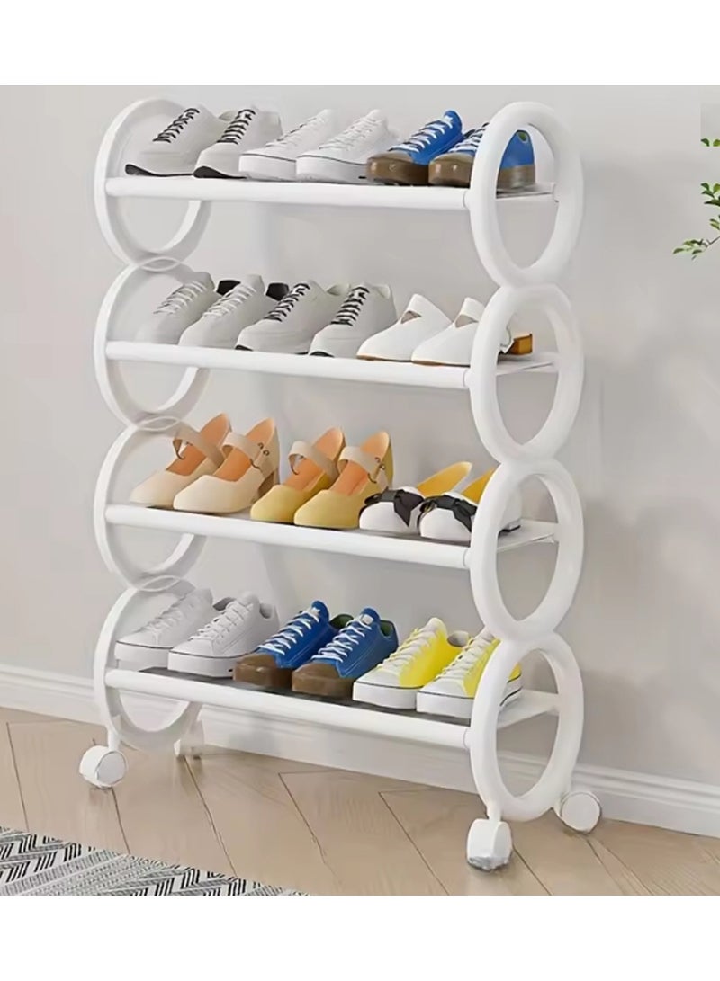 لينجوي حامل أحذية بلاستيكي مع عجلات، منظم أحذية محمول متعدد الطبقات، حامل تخزين أحذية متنقل - Image 1