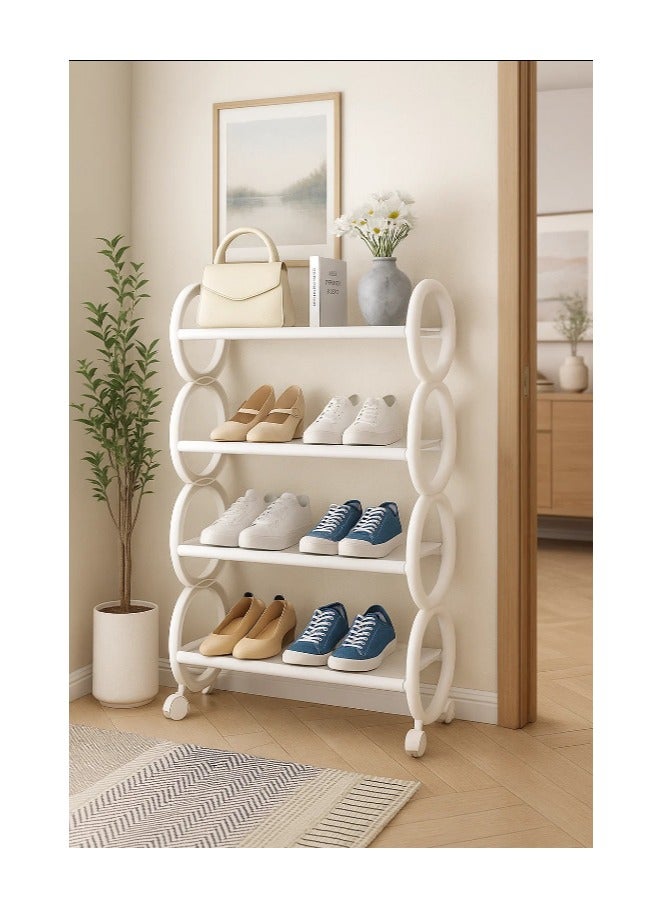 لينجوي حامل أحذية بلاستيكي مع عجلات، منظم أحذية محمول متعدد الطبقات، حامل تخزين أحذية متنقل - Image 2