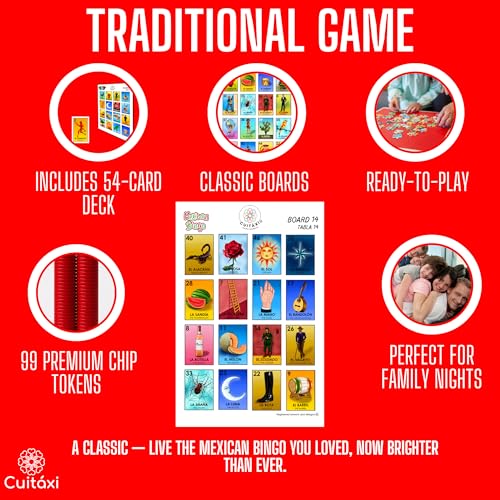 CuitÃ¡xi Cuitxi Traditional Mexican Bingo Game for 20 Players with Didactic Mexican pesos and Markers Made in Mexico Perfect for a Noche Mexicana Juegos de mesa Spanish Board Games - Image 5