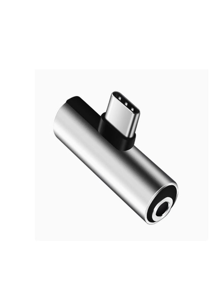 Generic - Type-c Headphone Adapter One to One Type-c Charging Port and 3.5mm Female Port for Fast Charging Mobile Phone and Listening to Music - Silver - Image 1