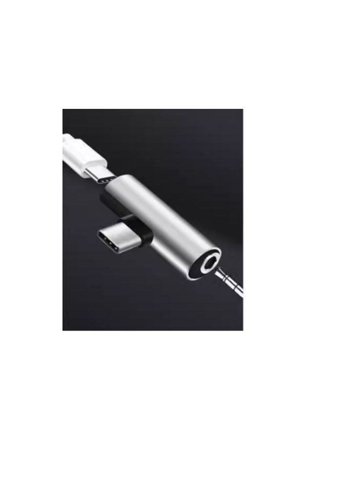 Generic - Type-c Headphone Adapter One to One Type-c Charging Port and 3.5mm Female Port for Fast Charging Mobile Phone and Listening to Music - Silver - Image 1