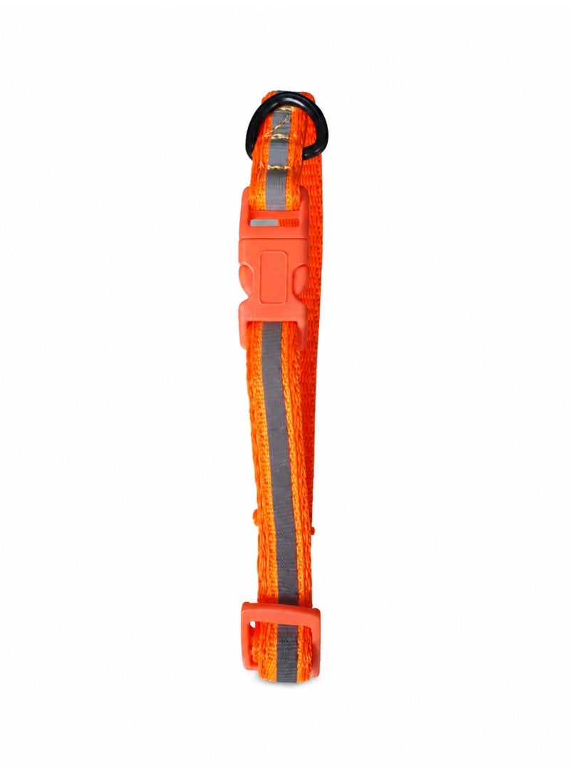 Bravo Reflective Nylon Collar for Small Dogs, Adjustable Neck Size up to 35cm (14in), Available in Yellow, Orange and Red - Image 3