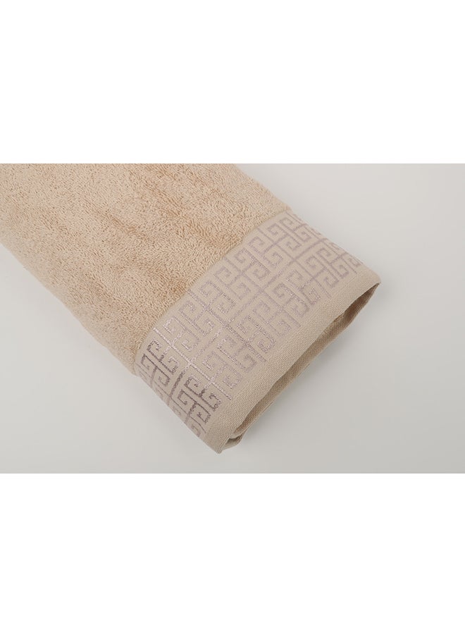White Rose منشفت جريكي - 500 غم / م² - 100% قطن تيري - حافة جاكار - 1 منشفة استحمام 85x160 سم - لمسة فاخرة - فائقة الامتصاص - كريم  - Image 5