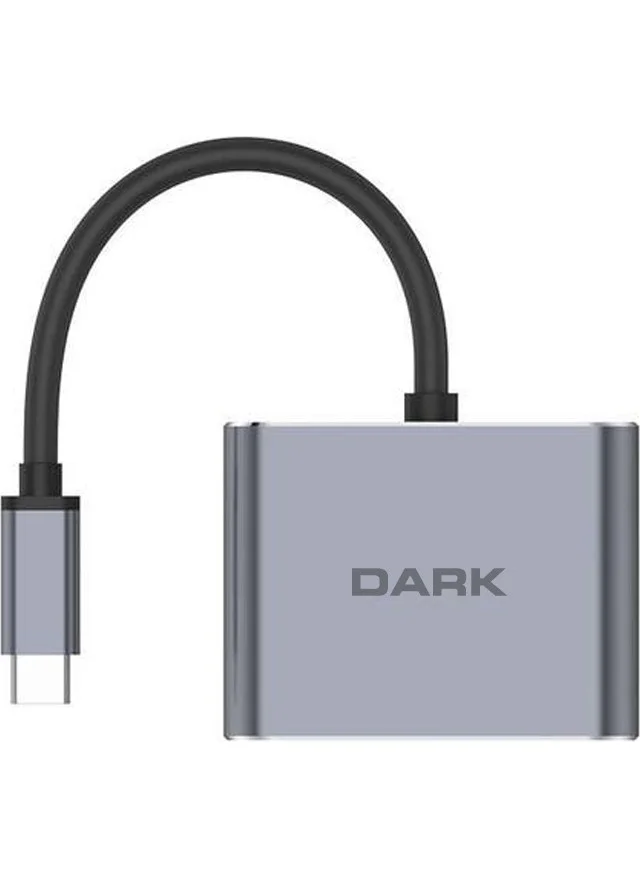 Dark USB 3.1 Type-C - VGA / HDMI Display Extended MST HUB (DK AC U31XMST)