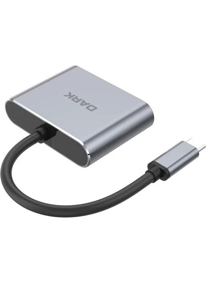 Dark USB 3.1 Type-C - VGA / HDMI Display Extended MST HUB (DK AC U31XMST)