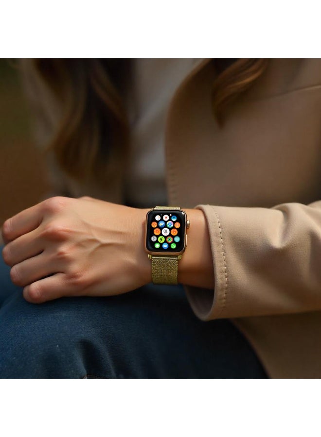 FITIT حزام ميلانيز متوافق مع ساعة آبل سيريس 1–9، SE، ألترا، حزام فولاذي مقاوم للصدأ مع قفل مغناطيسي، 42/44/45/49مم – ذهبي – fitit - Image 3