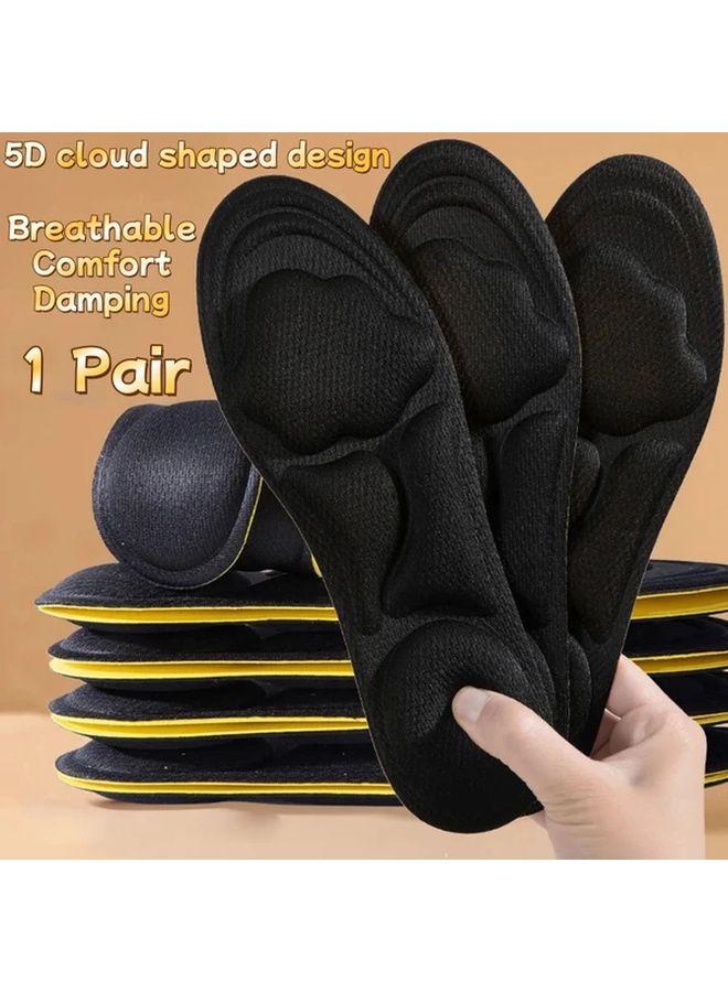 Black Ergonomic Shoe Insoles 35-36 EU Breathable Comfort for Running Walking - Image 2