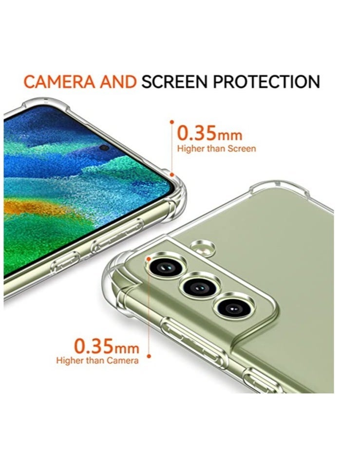 Raxoom Case for Samsung Galaxy S21 FE 5G with Tempered Glass Screen Protector 3 Pack, [Not for S21] [Anti-Yellowing] Silicone Transparent Soft TPU Shockproof Protective Cover Clear 6.4'' 2022 (S21 FE) - Image 3