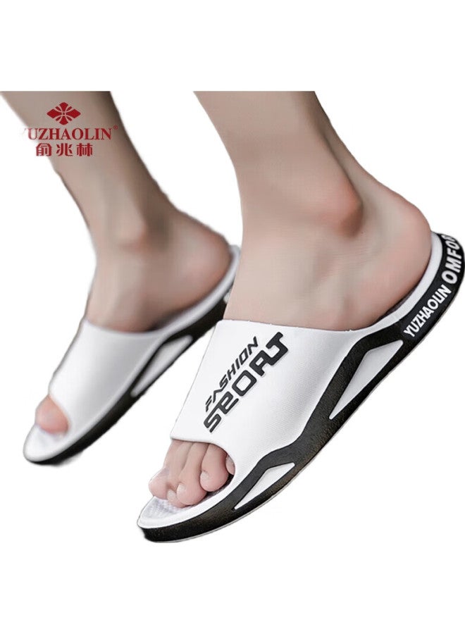 YUZHAOLIN Men'S Slippers, Summer Outdoor Wear, Non-Slip, Home Bathroom Shower Sandals, Men'S Outdoor Wear, White, Size 42/43 - Image 1