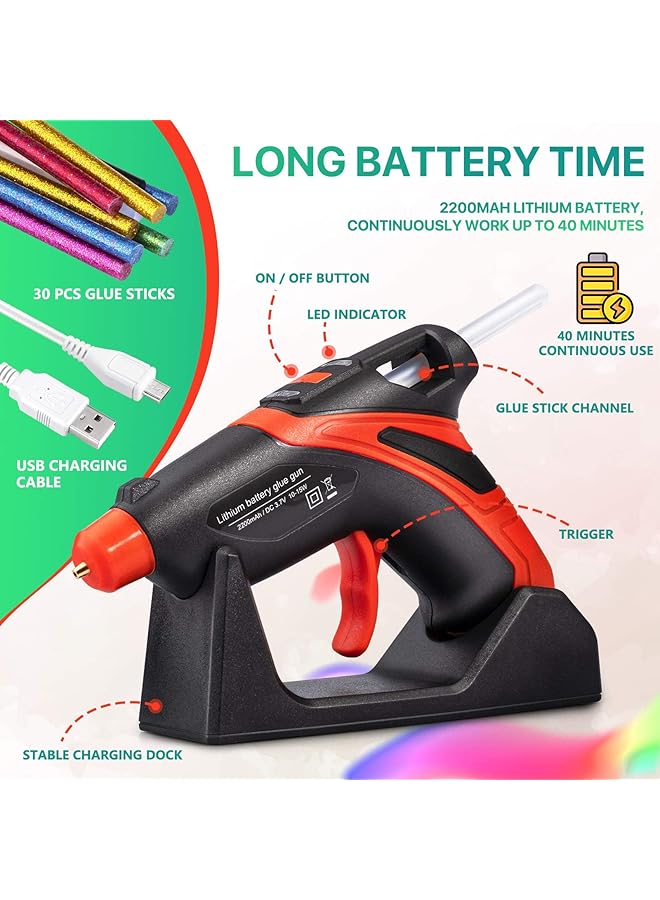 erorex Cordless Hot Glue Gun Fast Preheating Hot Glue Gun Kit With 30 Pcs Glue Sticks Usb Rechargeable Melt Glue Gun Tools For Quick Home Repairs Arts Crafts Diy And Festival Decorations - Image 4
