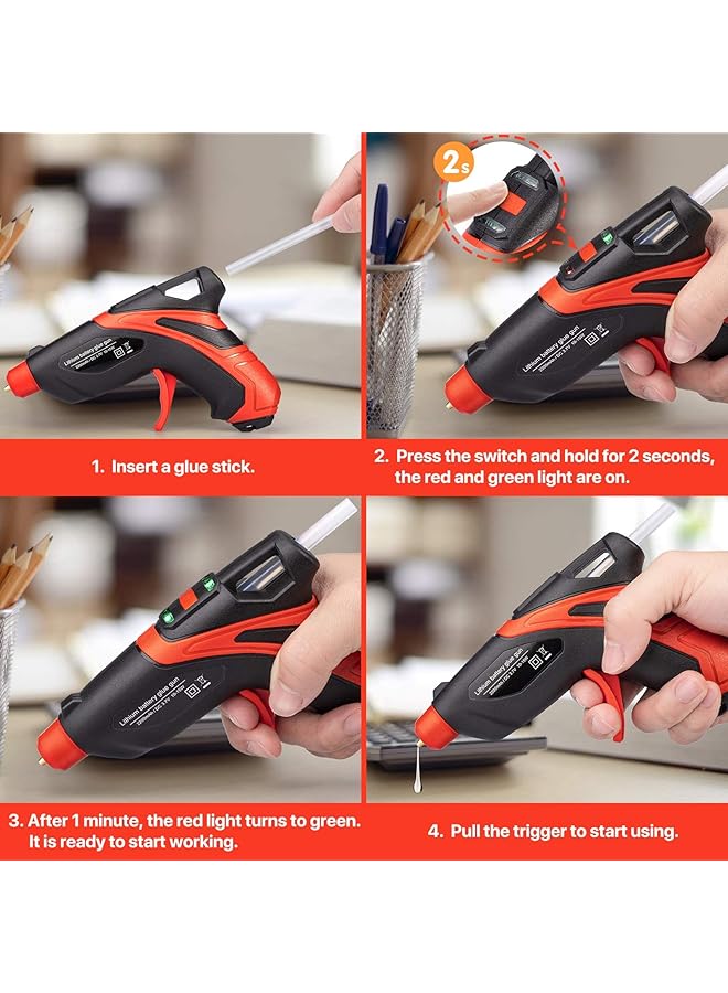 erorex Cordless Hot Glue Gun Fast Preheating Hot Glue Gun Kit With 30 Pcs Glue Sticks Usb Rechargeable Melt Glue Gun Tools For Quick Home Repairs Arts Crafts Diy And Festival Decorations - Image 3