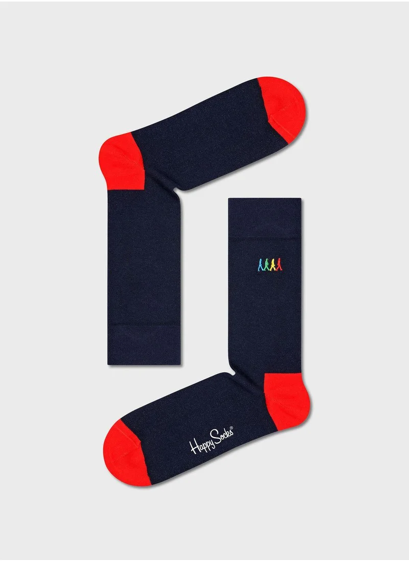 Happy Socks 4-Pack Embroidered Crew Sock