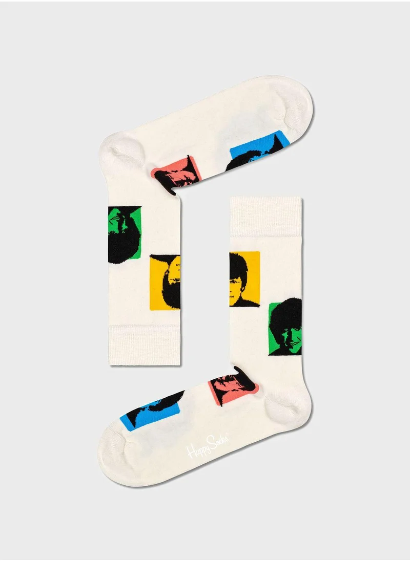 Happy Socks 4-Pack Embroidered Crew Sock