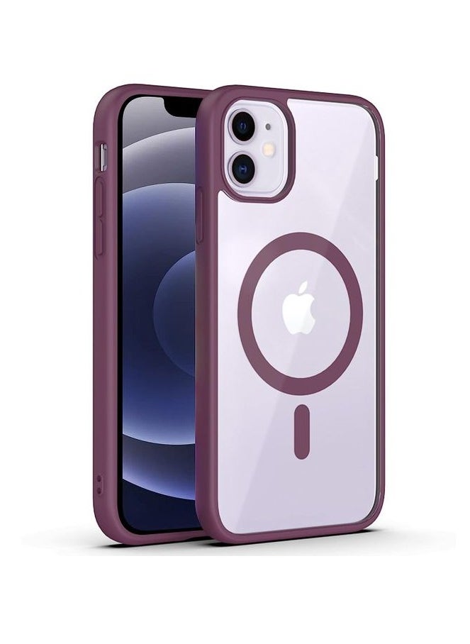 ten.tech - Transparent magnetic protection case compatible with MagSafe for iPhone 11 English mobile phone, anti-shocks and scratches (wine red) Silicone back cover by Ten Tech - Image 1
